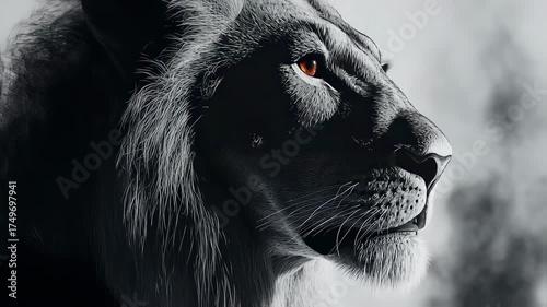 Majestic Lion Portrait with Dissolving Effect: A symbol of power and resilience