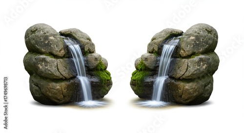 Pair of Waterfall Stones with Intersecting Silky Streams