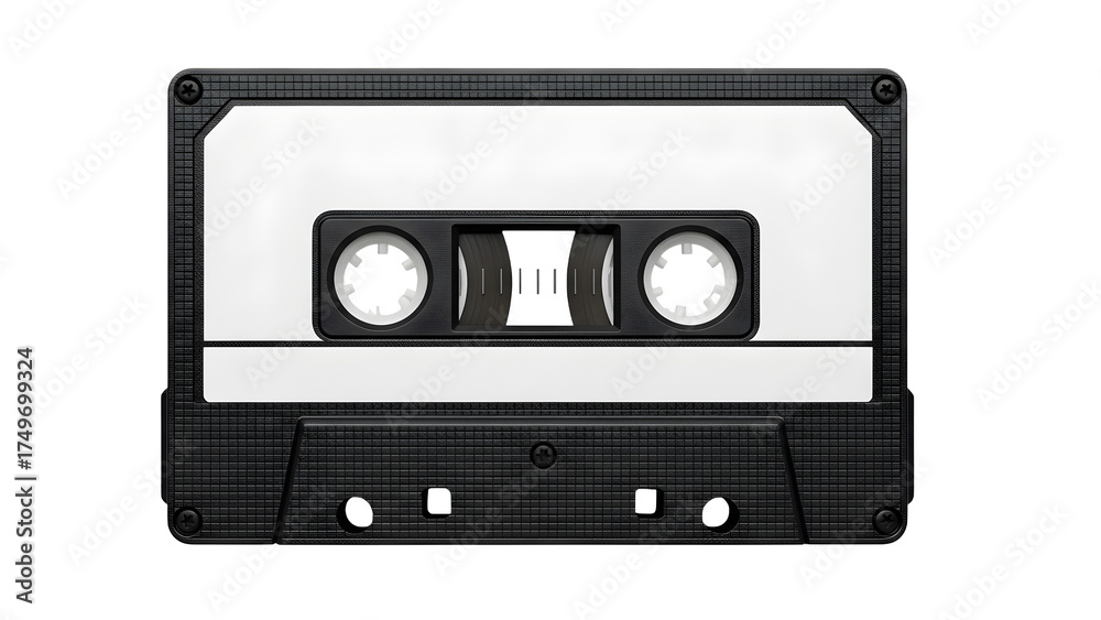 Obraz premium Vintage cassette tape audio music recording retro sound analog media player mixtape oldschool eighties 1980s on transparent background