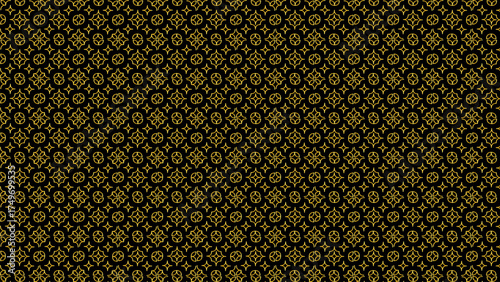 Elegant repeating geometric pattern in gold on a black surface. A luxurious and seamless abstract vector design for sophisticated digital wallpaper and textiles