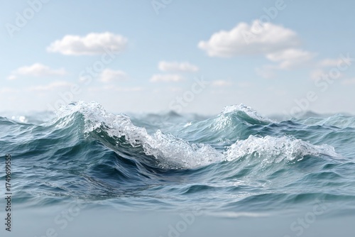 Wallpaper Mural Realistic storm surge water pattern texture with waves creating dramatic s under a bright sky view. Torontodigital.ca