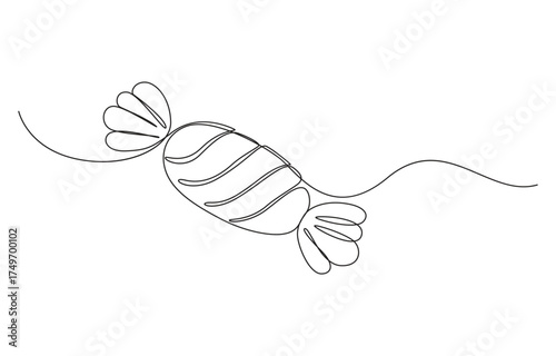 Candy in one continuous line drawing, Caramel and chocolate sweet in wrapper paper symbol for candy shop concept ,Candy in one continuous line drawing, 
