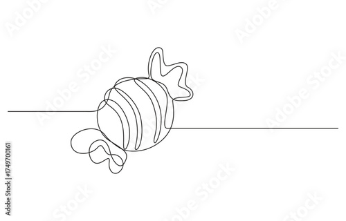 Candy in one continuous line drawing, Caramel and chocolate sweet in wrapper paper symbol for candy shop concept ,Candy in one continuous line drawing, 