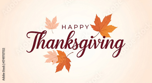 Happy Thanksgiving greeting card with autumn leaves design, showcasing a festive and thankful message, perfect for seasonal celebrations and social media