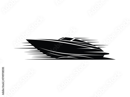 Speedboat silhouette capturing the essence of highspeed watercraft with dynamic lines and sense of motion