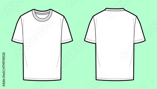 Classic Standard Fit Crew Neck T-Shirt Technical Flat