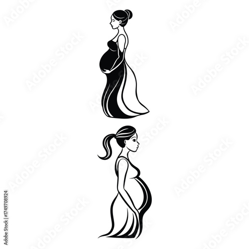 Elegant woman silhouette with diverse color options