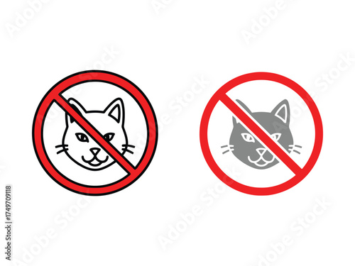 No cats allowed sign prohibition sign cat face, symbol for cats are not allowed
