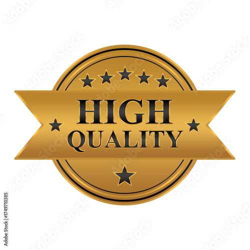 high quality gold label with ribbon element circle gold