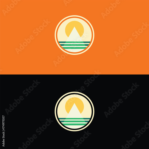 A serene and minimalist logo featuring a sun and sea motif, ideal for travel, tourism, or coastalthemed businesses, conveying tranquility and natural beauty, isolated on white background