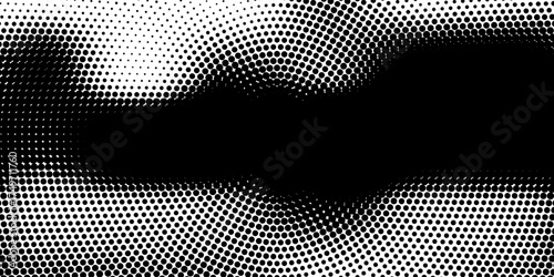 Gradient halftone dots pattern texture background. Abstract curves. Polka dots backdrop. Wavy dotted spotted pattern. Modern dotted template vector illustration for design, covers, Eps10