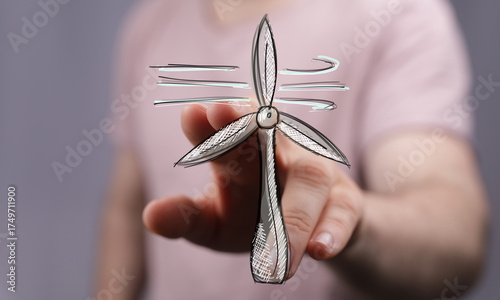 Sketch of wind turbine in h...