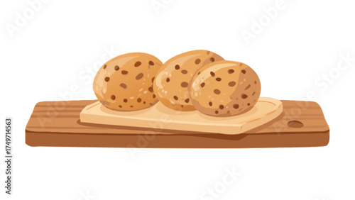 Delicious chocolate chip cookies on wooden board fresh baked dessert homemade bakery treat food snack