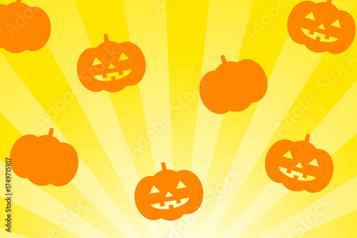 ハロウィン　かぼちゃ　集中線　背景　セール　ポップ　デザイン