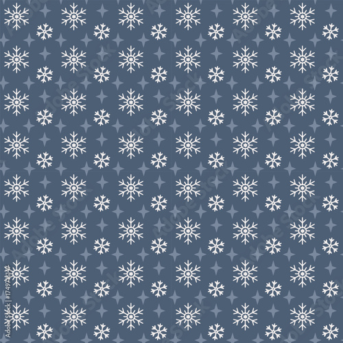Christmas Seamless Pattern with Snowflakes and Stars Repeating