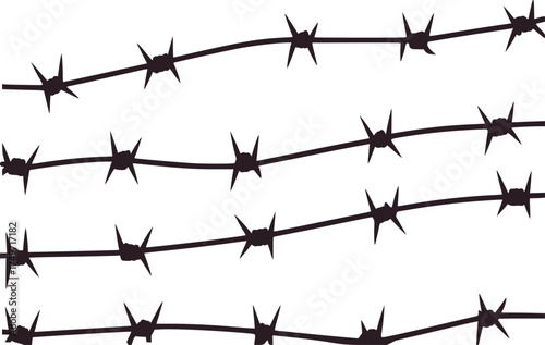 Black barbed wire fence illustration black and white sharp