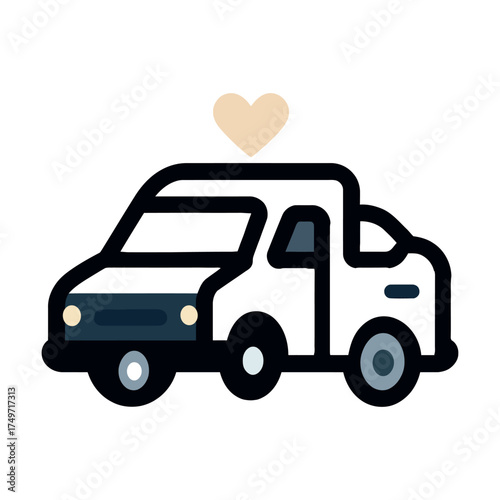 Cartoon Truck with Heart Shape Icon