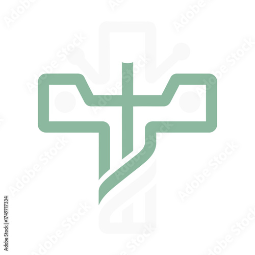 Minimalist Cross Symbol in Green and White