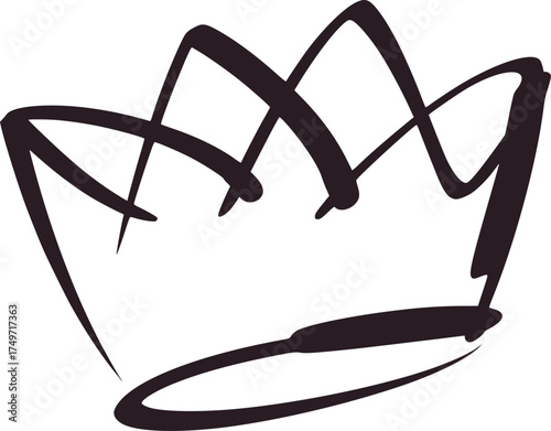 Dark gray hand drawn crown symbol royalty regal