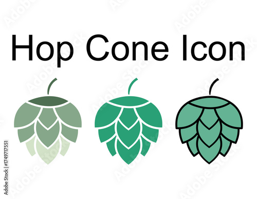 Set of Hop icon beer cone leaf sign,pub herb design, nature seed vector .