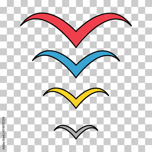 Set of flying bird design, nature freedom flock sign, vector illustration .