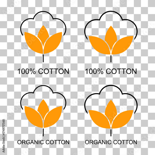 Set of Cotton organic icon, clothing symbol natural symbol, web graphic vector illustration .