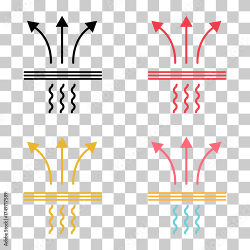 Set of Breathable resistant icon, waterproof material protection sign, web vector illustration .