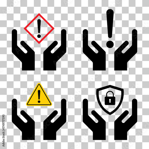 Set of Hope icon, human hand with empty symbol, help graphic design, vector illustration .