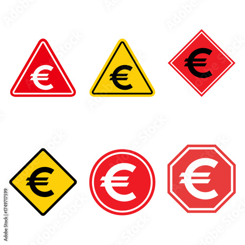 Set of euro money symbol, business eu cash icon, save bank sign, vector illustration .