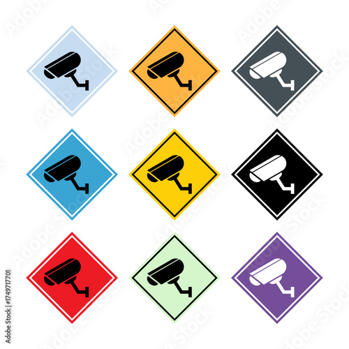 Set of closed circuit television camera icon, CCTV video protection, vector illustration .