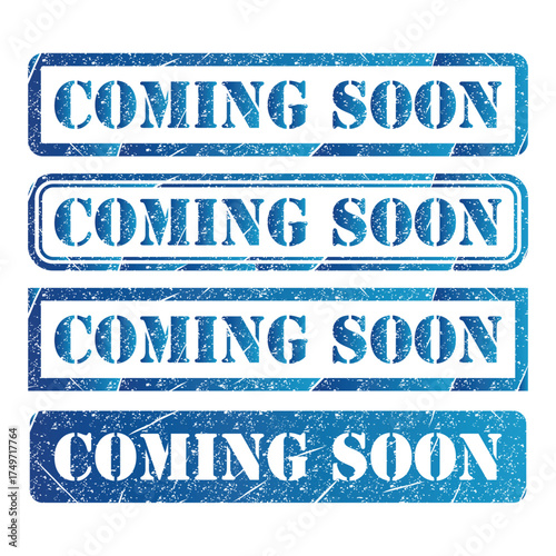 Set of coming soon stamp symbol, label sticker sign button, text banner vector illustration .