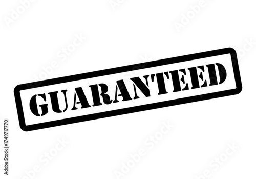 Guaranteed stamp symbol, label sticker sign button, text banner vector illustration .