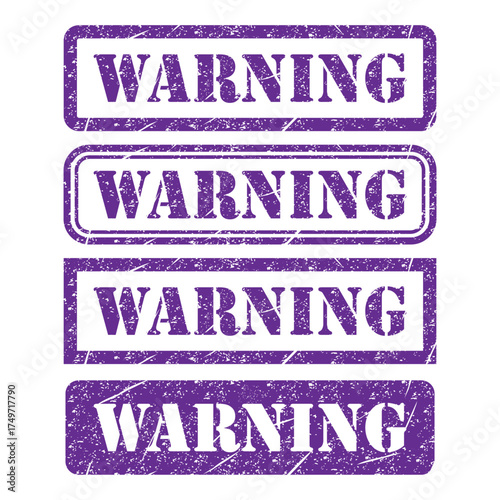 Set of Warning stamp symbol, label sticker sign button, text banner vector illustration .