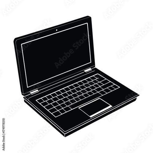 Modern laptop computer icon for digital and technology concepts