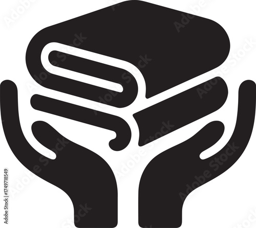 Hands Holding Towel Silhouette Black Shape on Transparent Background Care Symbol