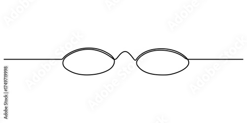 Sunglasses Icon in Continuous One Line Drawing Minimalist Outline Vector Illustration. Single line eyeglasses icon. Glasses icon continuous one line drawing vector. Editable stroke