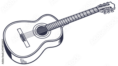 Illustration of acoustic guitar musical instrument for musicians and guitarists vector drawing art