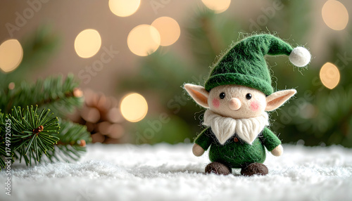 ute handmade Christmas gnome — festive wool elf decoration with red hat and white beard