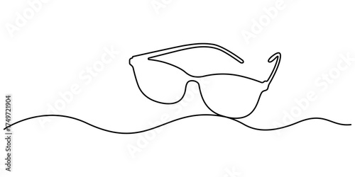Sunglasses Icon in Continuous One Line Drawing Minimalist Outline Vector Illustration. Single line eyeglasses icon. Glasses icon continuous one line drawing vector. Editable stroke