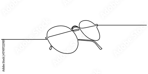 Sunglasses Icon in Continuous One Line Drawing Minimalist Outline Vector Illustration. Single line eyeglasses icon. Glasses icon continuous one line drawing vector. Editable stroke