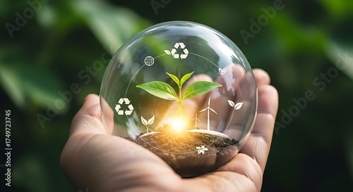 Nurturing nature protecting planet earth ecology sustainability growth concept
