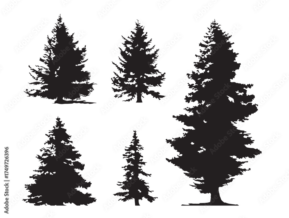 Obraz premium Organic tree roots spreading minimalist vector line art illustration