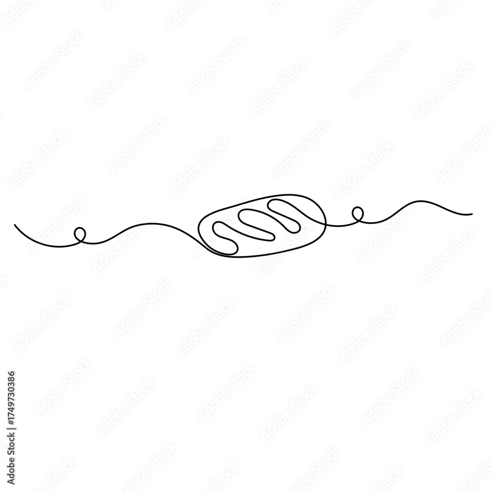 Obraz premium Long loaf bread icon continuous one line drawing outline vector illustration