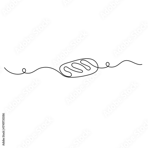 Long loaf bread icon  continuous one line drawing  outline vector illustration
