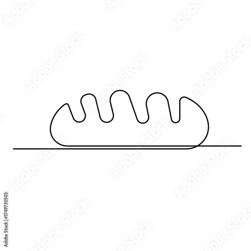 Long loaf bread icon  continuous one line drawing  outline vector illustration