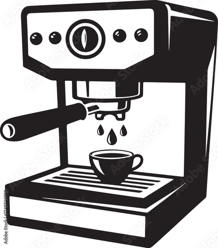 Vintage Espresso Machine Icon & Logo Design Home Barista Coffee Maker