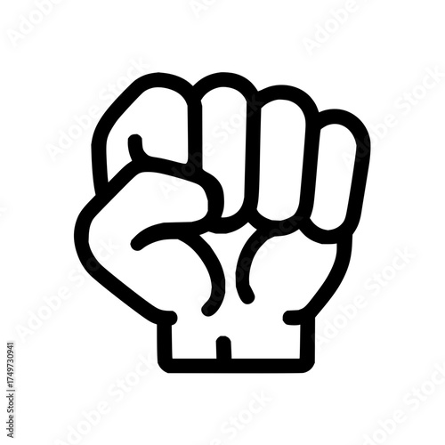 Illustration of a clenched fist with bold black outline on a white background showing resistance and power