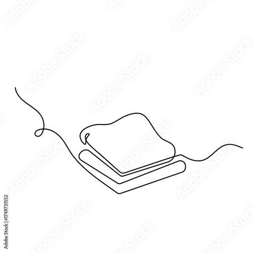 Long loaf bread icon  continuous one line drawing  outline vector illustration
