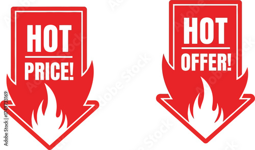 red arrow icons collection for hot offers sale discounts and promotional marketing designs encouraging quick action