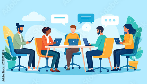 Hybrid Work Team Meeting Collaborative Workspace & Communication for Success